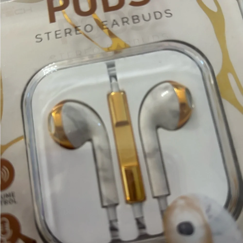 2x HP (Plug'd) Pods Stereo Earbuds - Gold and White White